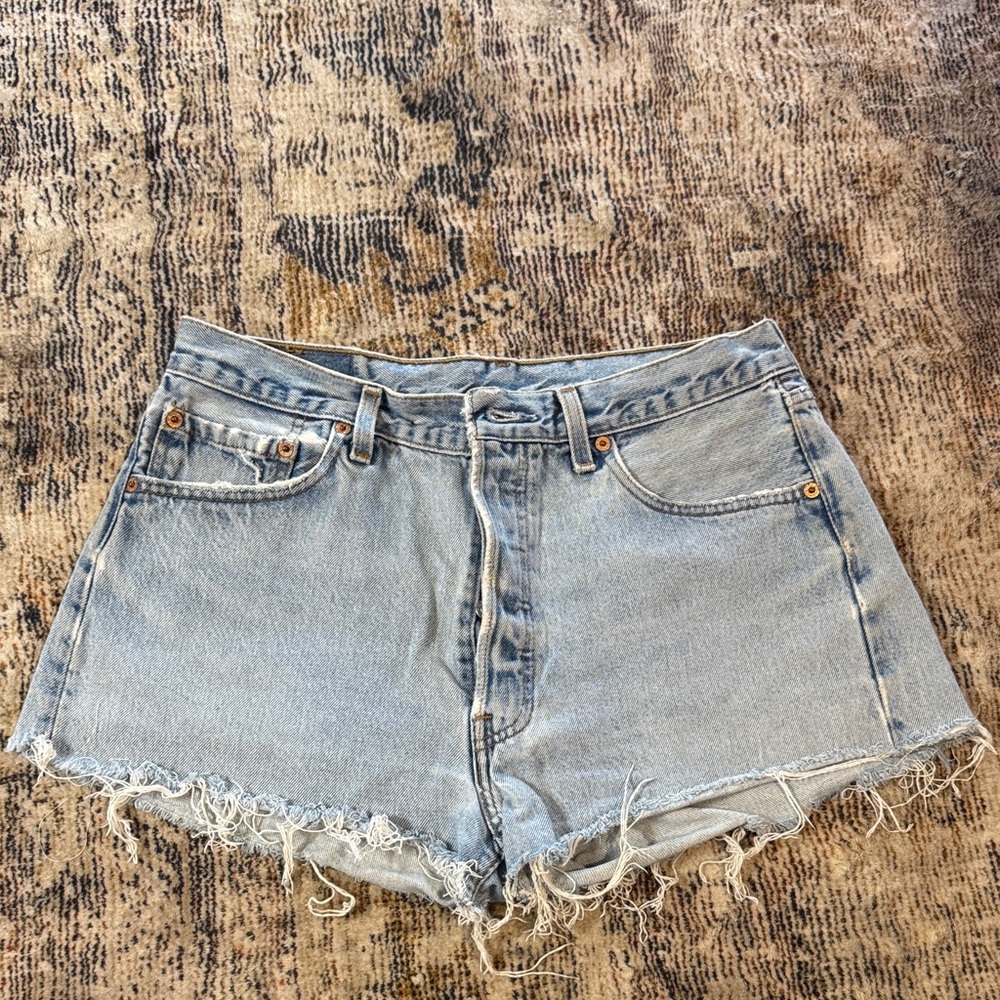 Levi's Blue Jean Shorts with Frayed Hem